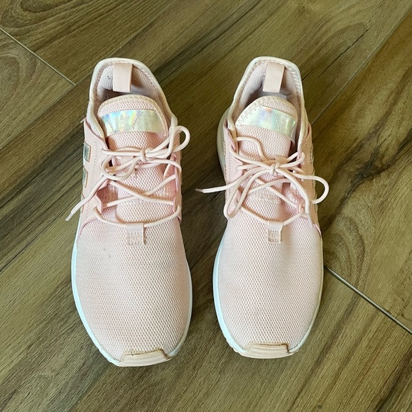 Adidas light pink with iridescent stripes athletic shoes sneakers size 6.5 - Picture 2 of 7